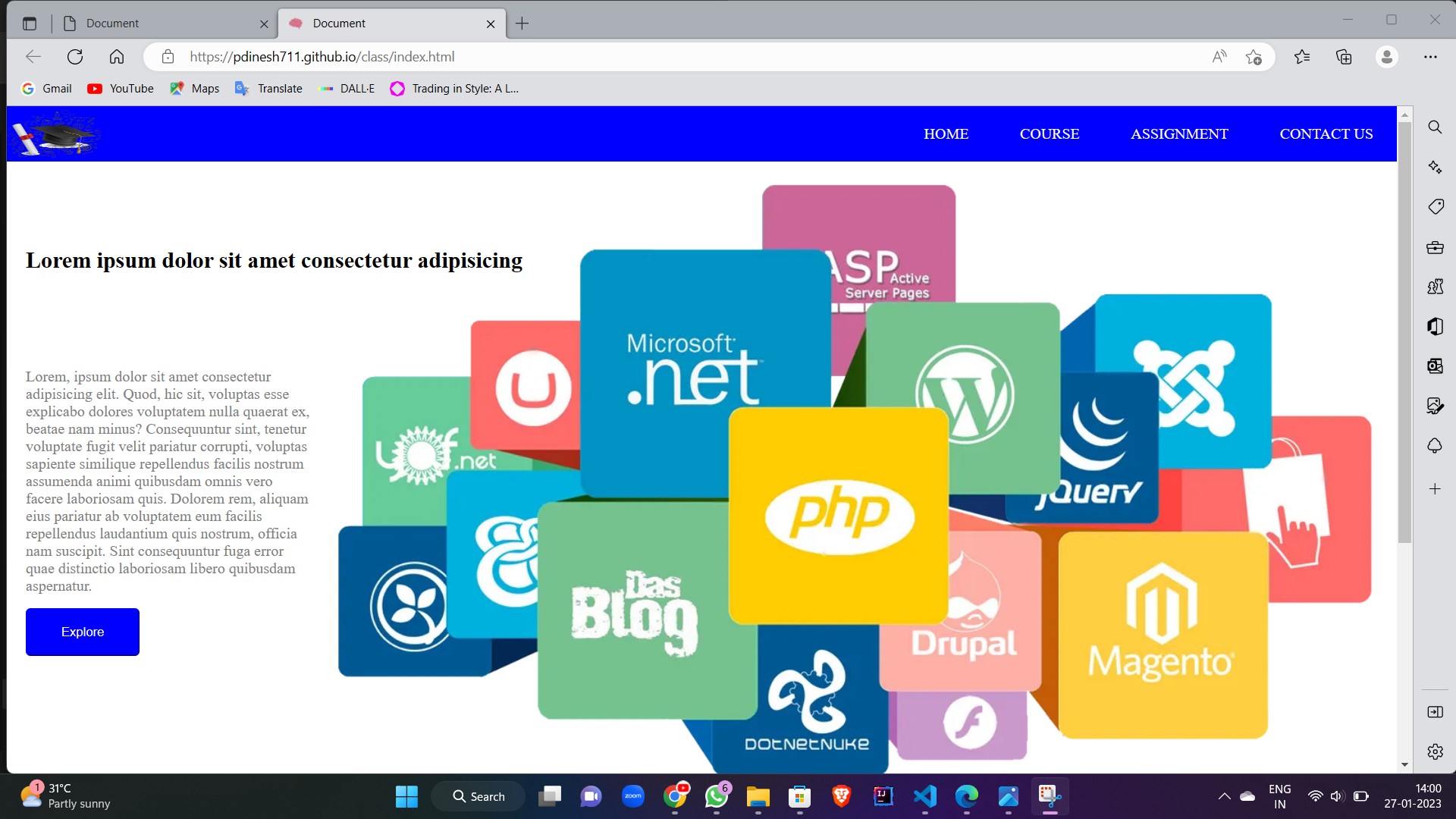 Web E-learning platform